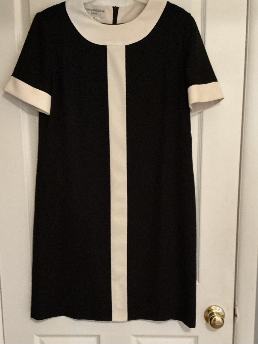 Evan Picone Black Dress with Cream Trim